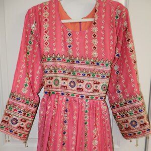 Pink Afghan Kuchi Dress Long